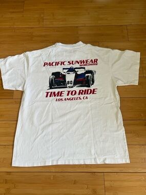 PacSun White Graphic 'Time to Ride' Racing Tee